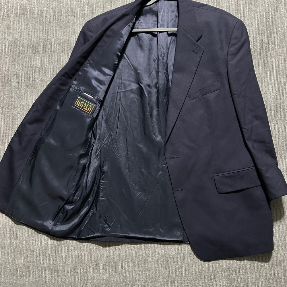 Chaps Ralph Lauren Mens 46R Navy Blue 100% Wool Blazer Gold Crest Buttons Canada